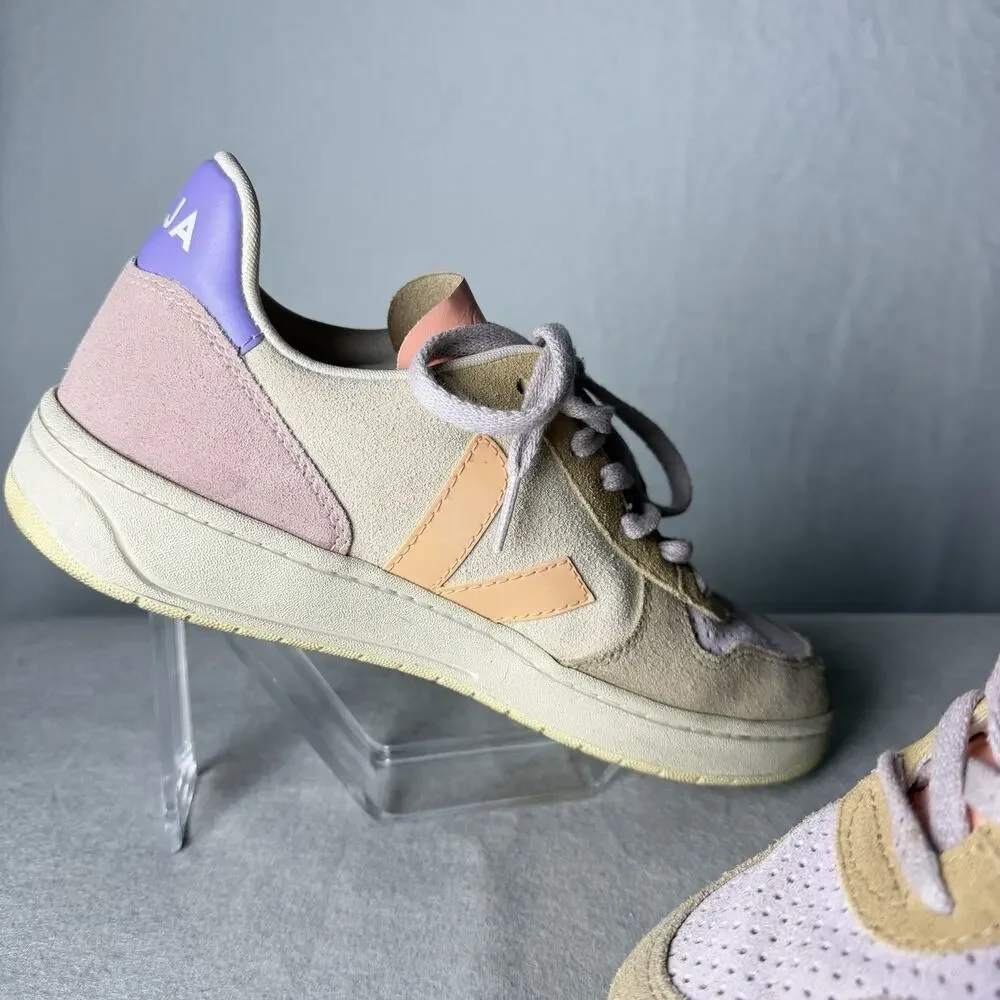 Veja V-10 Multico Peach Suede Sneakers Women's EUR 40 US size 8.5
